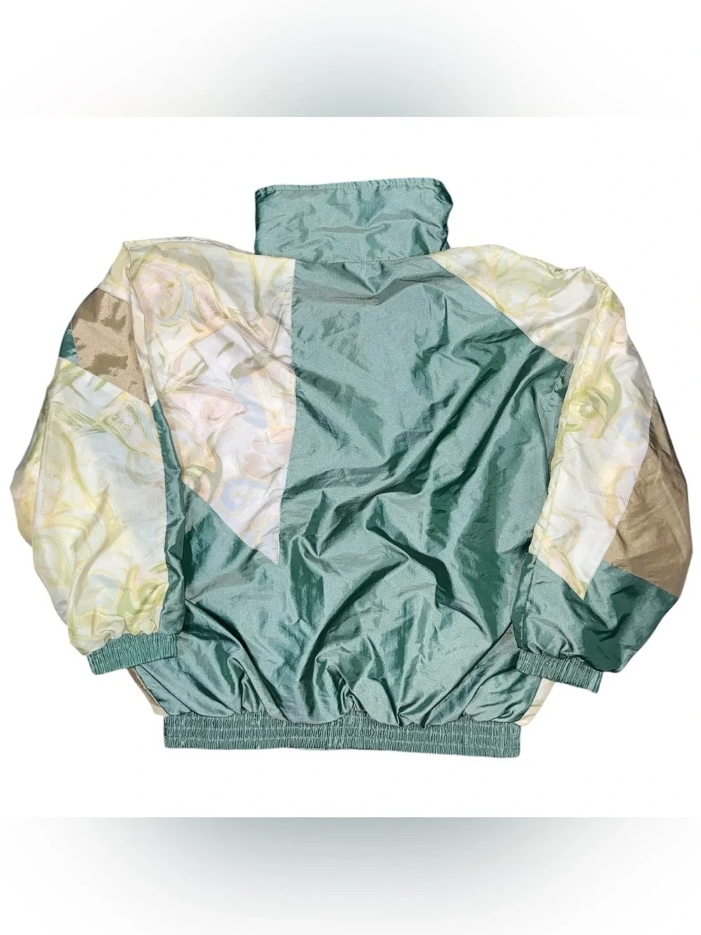 Vintage 80s 90s Color Block Abstract Pastel Windbreaker Full Zip Womens L Jacket